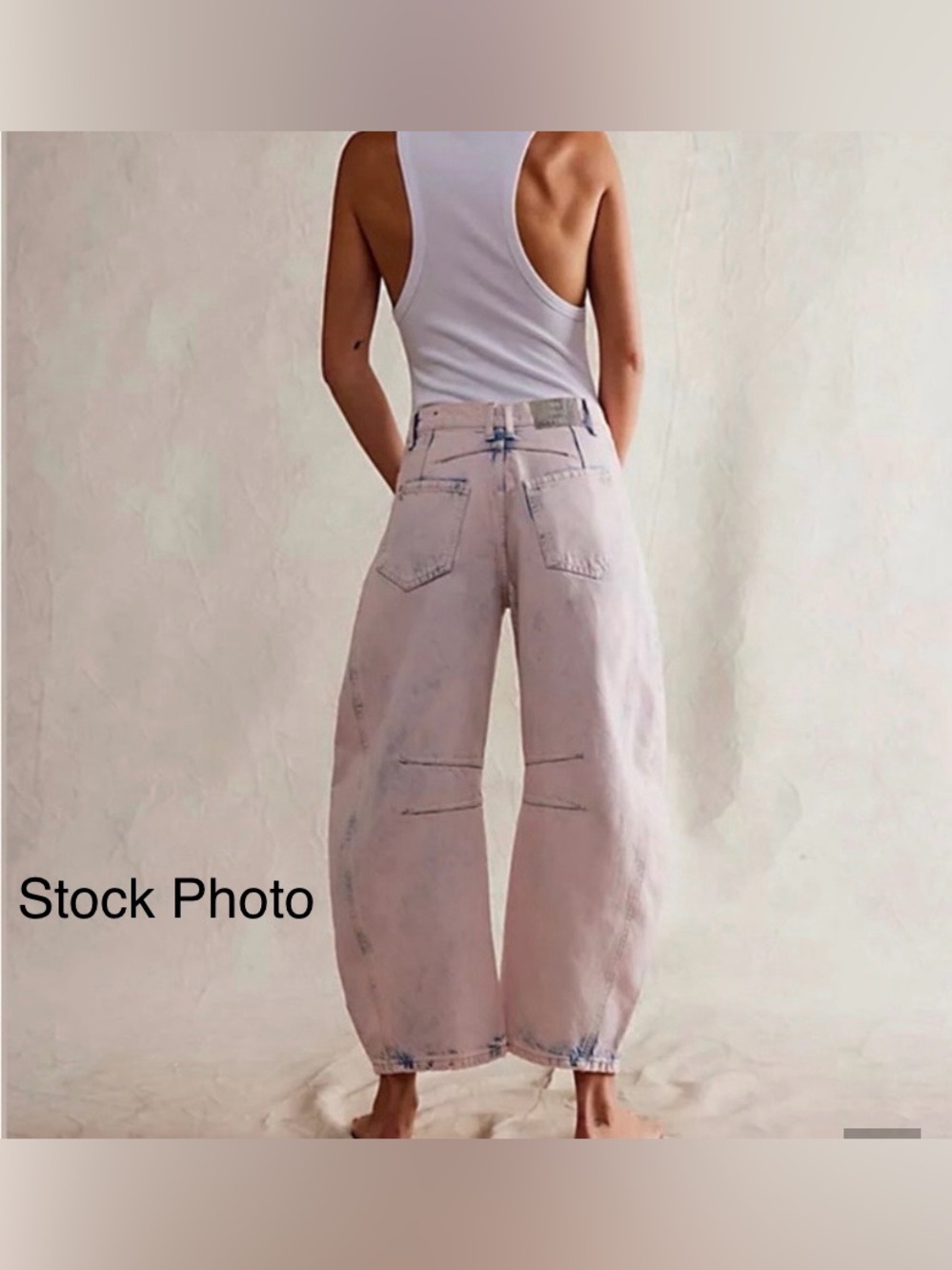WE THE FREE Lucky You Barrel Stonewashed Pastel Pink Jeans•Mid-Rise• 25 S • NWT - Picture 2 of 14